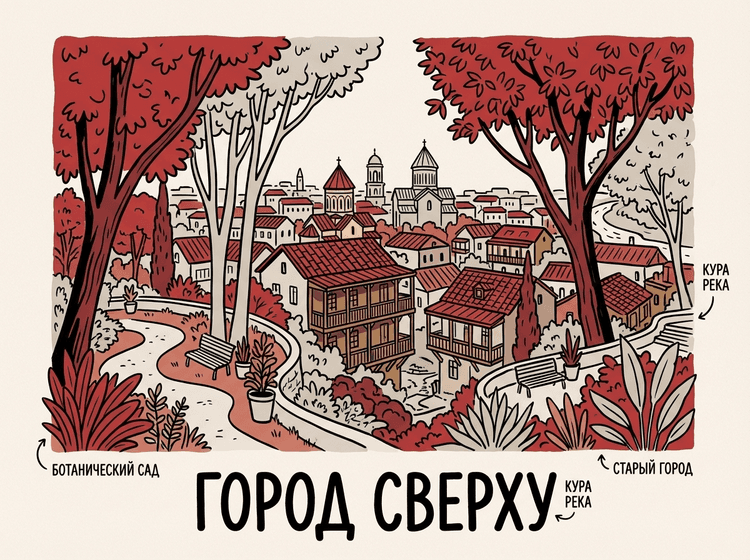 Ботанический сад с видом на старый Тбилиси
