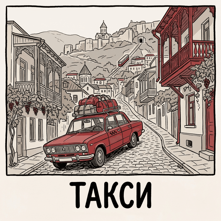 Такси на крутой улице Тбилиси