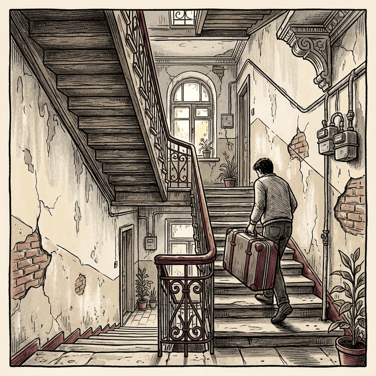 Чемодан и крутые лестницы в старом тбилисском доме